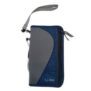 LL BEAN Travel Document Holder Wallet Zip-around Nylon Strap Passport Pockets